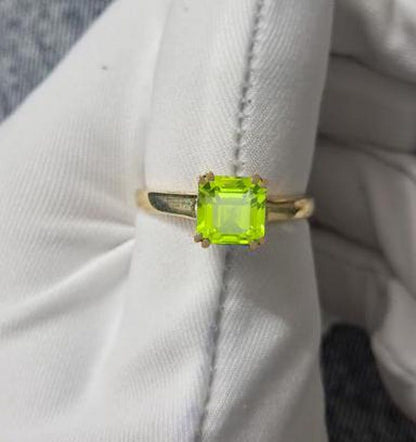 August Birthstone Peridot Ring in 925 Sterling Silver – Ascher Cut Statement Band