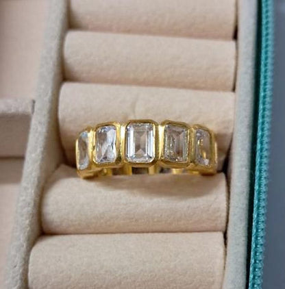 Octagon Cut Diamond Wedding Band Full Eternity Girls Matching Ring 14K Yellow Gold Bridal