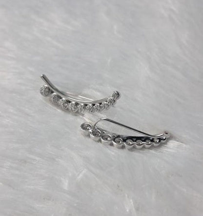 Handmade Diamond Graduation Ear Climber in 925 Sterling Silver – Fine Piercing Jewelry