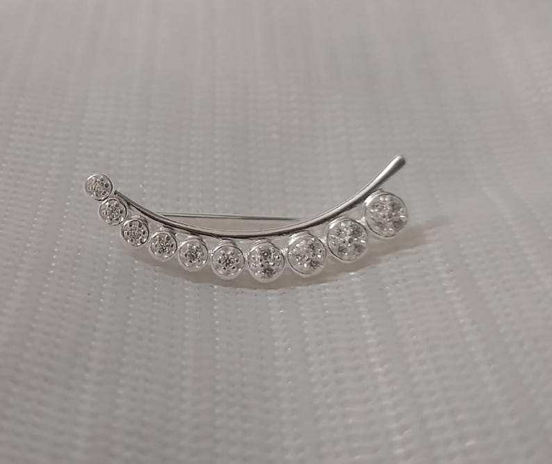 Handmade Diamond Graduation Ear Climber in 925 Sterling Silver – Fine Piercing Jewelry