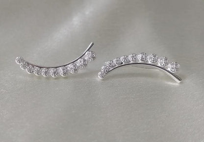 Handmade Diamond Graduation Ear Climber in 925 Sterling Silver – Fine Piercing Jewelry