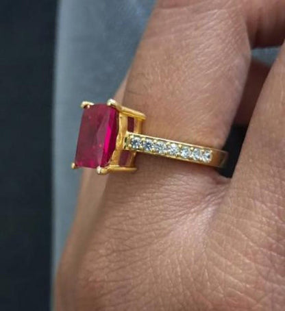 Ruby and Diamond Birthstone Ring, 14k Gold Birthday Gifts, Handmade Fine Christmas Ring