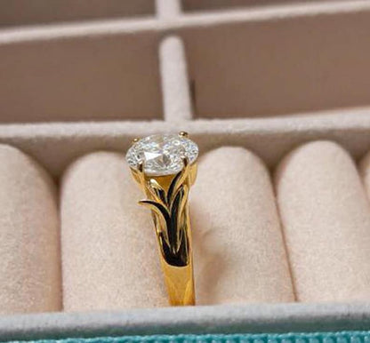 AAA Flawless Diamond Solitaire Stacking Ring in 925 Sterling Silver – 14K Yellow Plated Birthstone Jewelry