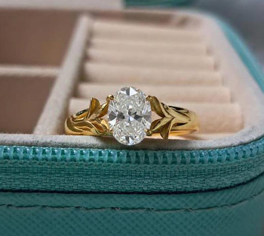 AAA Flawless Diamond Solitaire Stacking Ring in 925 Sterling Silver – 14K Yellow Plated Birthstone Jewelry