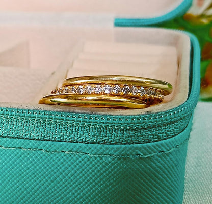 Diamond Interlocking Triple Band Spinner Ring in 925 Sterling Silver – Chunky Handmade Christmas Jewelry