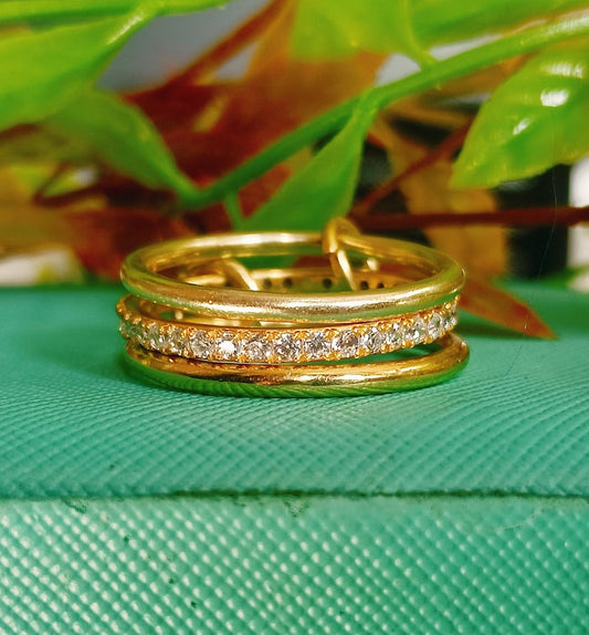 Diamond Interlocking Triple Band Spinner Ring in 925 Sterling Silver – Chunky Handmade Christmas Jewelry