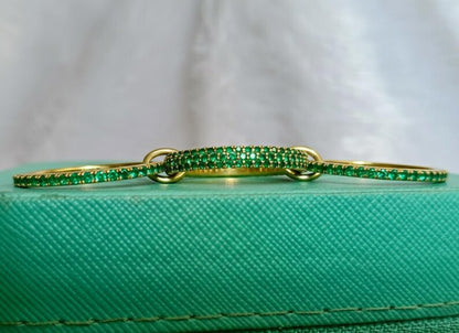 925 Sterling Silver Emerald Three Interlocking Spinner Ring – Handmade Linked Design