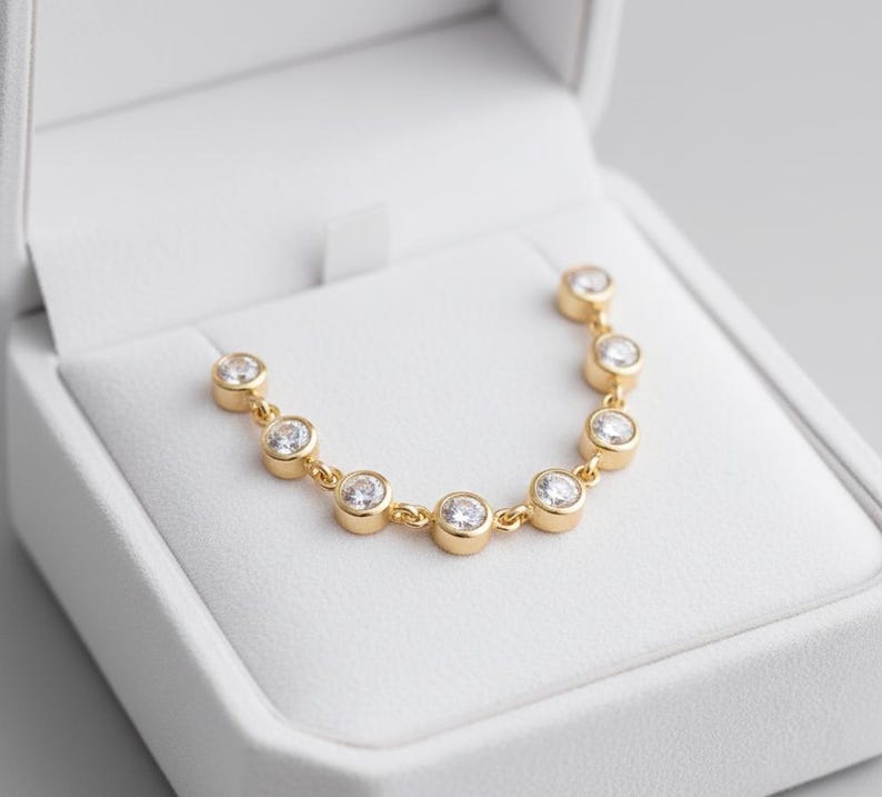 Diamond Chain Drop Stud Earrings in 14K Gold – Two Piercing Wrap Dangle Design