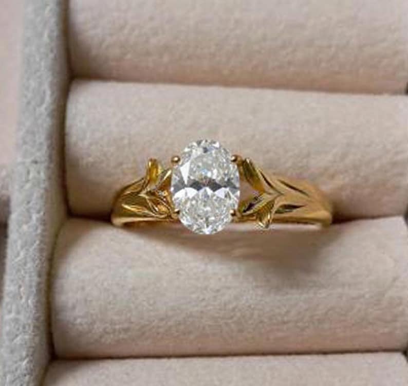 AAA Flawless Diamond Solitaire Stacking Ring in 925 Sterling Silver – 14K Yellow Plated Birthstone Jewelry